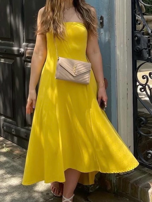 Susana Monaco Strapless High Low Yellow Dress